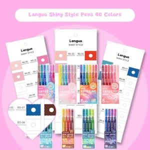 Languo Shiny Style 40 Colors Swatch Chart Printable Marker Color Chart Gel Pens Digital PDF Brush Marker Template Instant Download