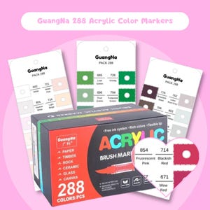 Guangna 288 Farben Acrylic Marker Swatch Template Printable Color Chart Brush Pen Swatch Malvorlage Digital PDF Instant Download