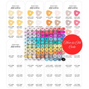 May include: A collection of 100 Ohuhu Oahu markers arranged in a grid, featuring colorful caps with printed codes. The image includes reference charts with color names and codes, alongside a red circular graphic labeled New & Old Code.