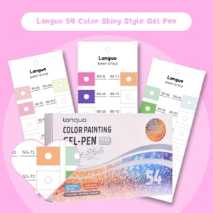 Languo 54 Colors Shiny Style Gel Pens Swatch Chart Printable PDF Color Template Instant Digital Download Marker Swatch Card Coloring Sheet