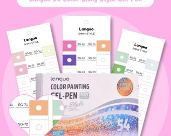 Languo 54 Colors Shiny Style Gel Pens Swatch Chart Printable PDF Color Template Instant Digital Download Marker Swatch Card Coloring Sheet