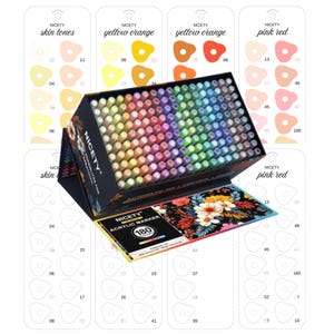 Schöne 180 Farben Acrylfarbe Marker Swatch Vorlage Printable Brush Marker Chart Sofortiger digitaler Download PDF Malvorlage