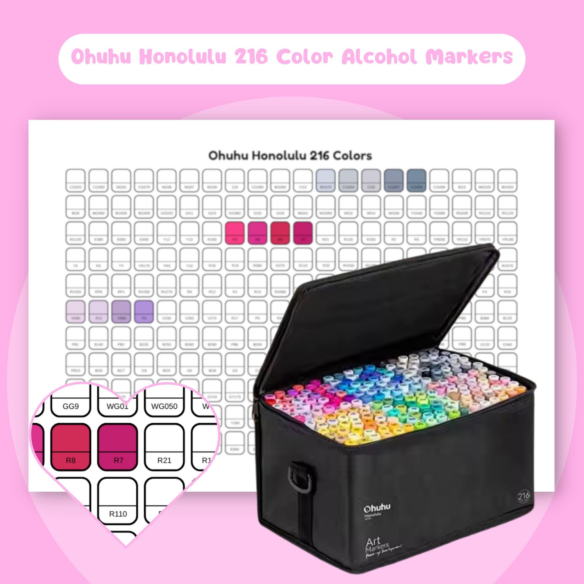 Ohuhu Honolulu 216 Color Swatch Template Printable Color Chart