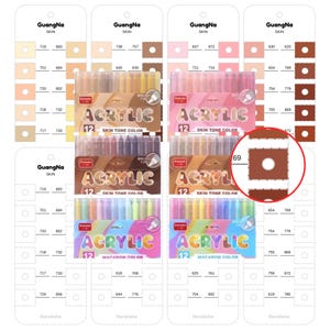Guangna Macaron Hauttöne 72 Farben Acrylic Marker Swatch 12 Printable Chart PDF Swatch Template Acrylic Paint Pens Instant Download