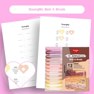 GuangNa Skin 12 Piece Markers Swatch Template Printable Digital PDF Color Chart Brush Marker Organizer Mystery Coloring Instant Download