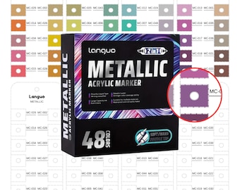 Languo Metallic Acrylic Brush Markers 48 Colors Swatch Template Soft Tip Markers Color Chart Sheet Printable PDF Instant Digital Download