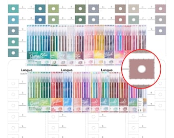 Languo Gel Pens 207 Colors Swatch Chart Printable PDF Template for 24-piece Set Digital Color Swatch Coloring Card Page Instant Download