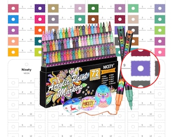 Nicety 72 Colors Acrylic Marker Swatch Chart Printable Brush Marker Color Card Digital PDF Coloring Swatch Sheet Template Instant Download