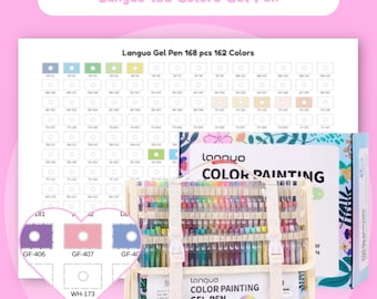 Languo 162 Colors Gel Pens Swatch Template Printable Color Chart Digital PDF Instant Download Painting Gel Pens Coloring Sheet