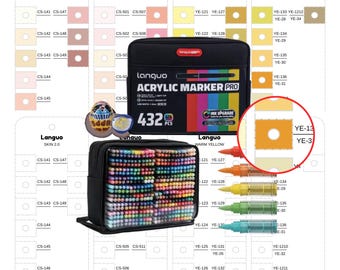 Rotuladores acrílicos Languo PRO de 432 piezas, 426 colores, plantilla de tabla de muestras en PDF imprimible, rastreador de color, descarga instantánea.