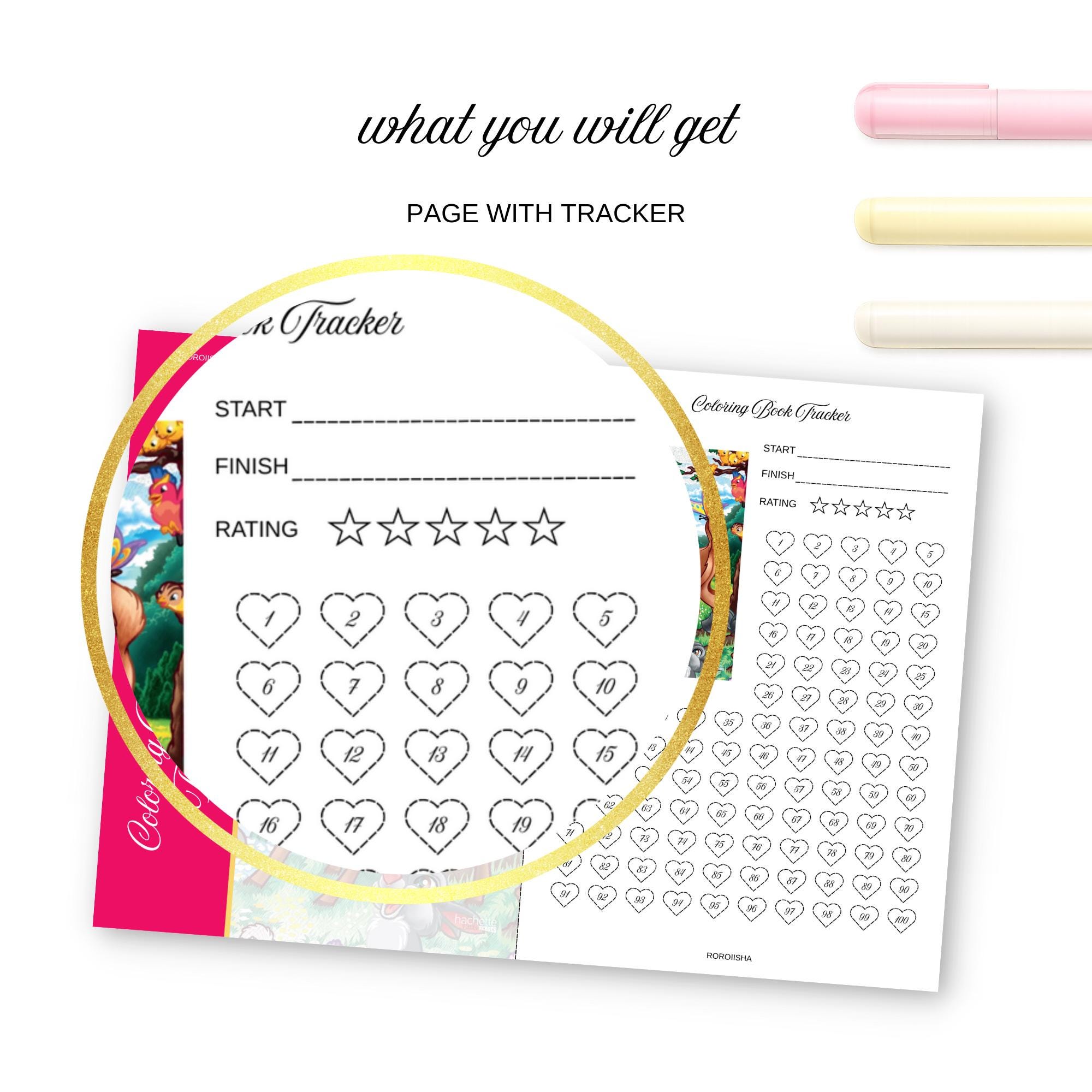 Coloring Book Tracker Tome 11 Color by Number Page Tracker Printable ...