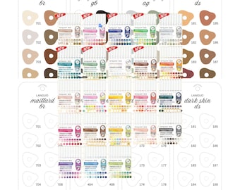 Languo 207 Colors Acrylic Marker Swatch Template Brush Marker 23 Series Chart Printable Color Tags Digital PDF Instant Download