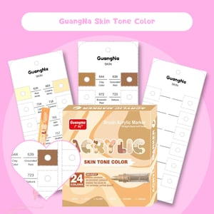 GuangNa Skin Tones 24 Color Swatch Chart Printable Template for Brush Acrylic Markers Digital PDF Color Chart for Mystery Coloring Download