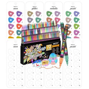 Schöne 72 Farben Acryl Marker Swatch Chart Druckbare Pinsel Marker Farbkarte Digitale PDF Färbung Swatch Sheet Vorlage Sofortiger Download