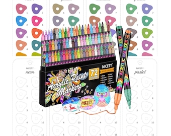 Nicety 72 Colors Acrylic Marker Swatch Chart Printable Brush Marker Color Card Digital PDF Coloring Swatch Sheet Template Instant Download