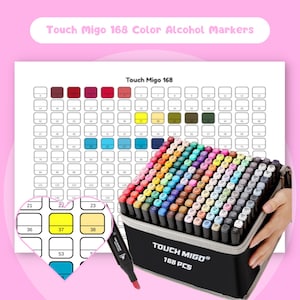 Touch Migo 168 Farbmarker Swatch Chart Druckbare Farbkarte Vorlage Alkohol Marker Farbkarte Digitale PDF Sofortiger Download