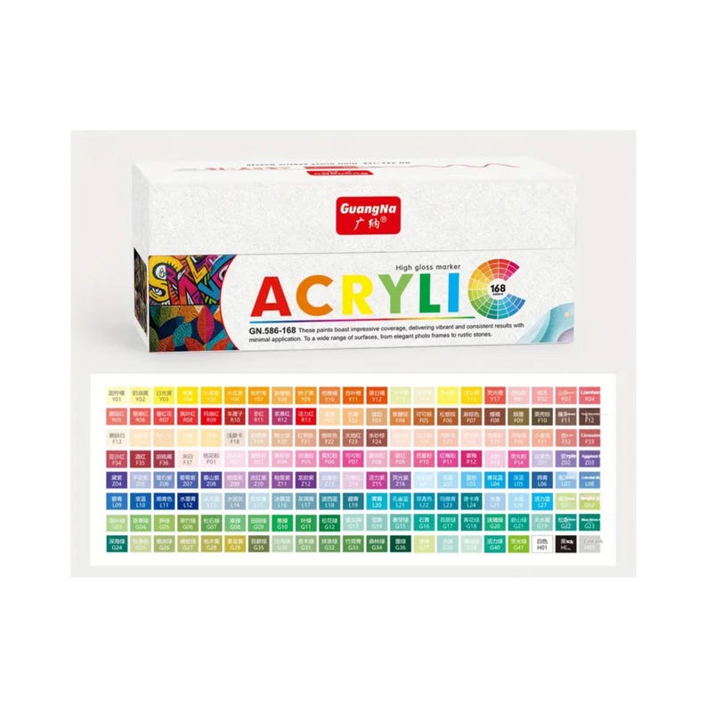 Guangna 168 Colors Gel Pens Swatch Template Printable Color Chart ...
