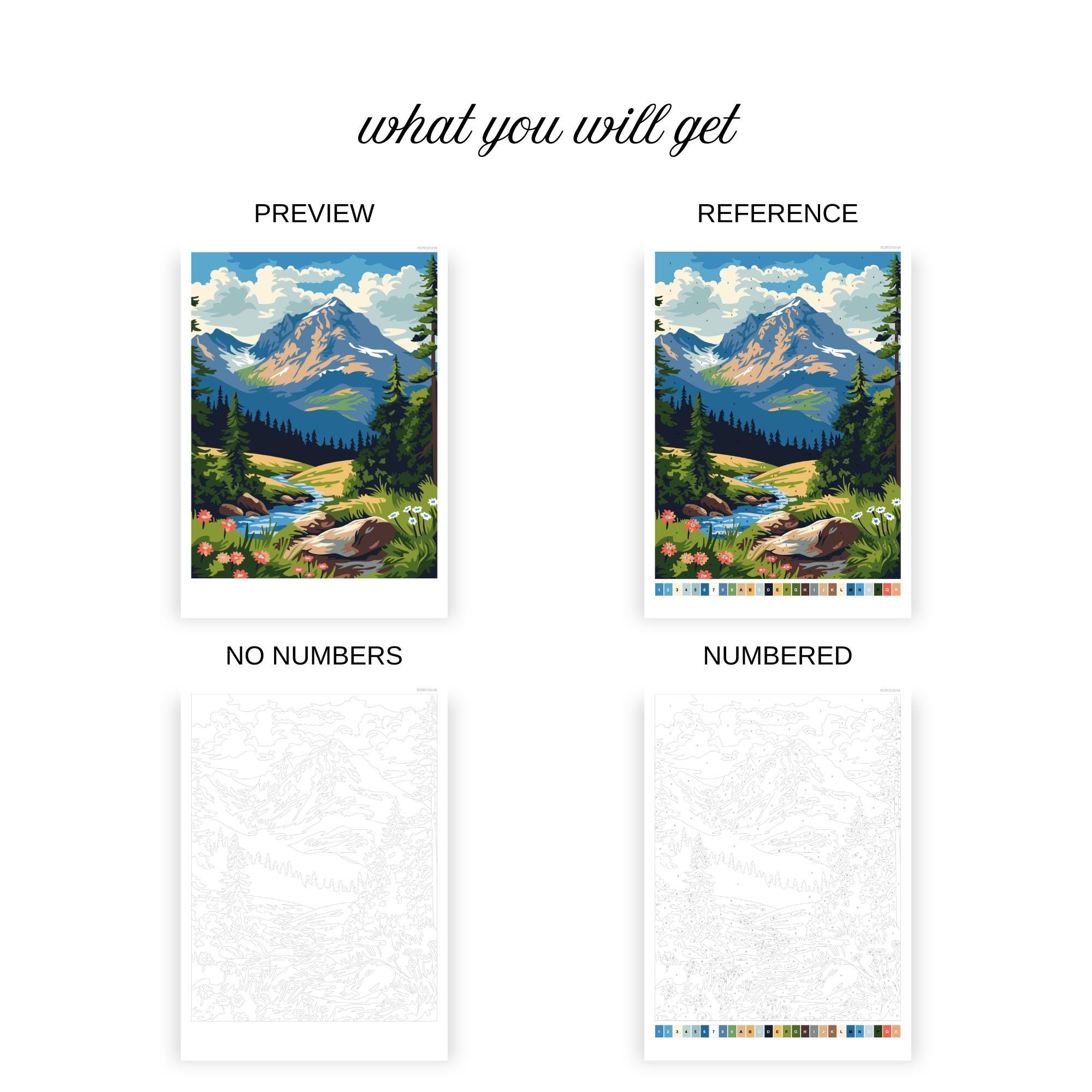 Nature Landscape Paint by Number Printable Coloring Page Digital Adults ...