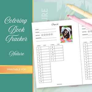 Coloring Book Tracker Nature Color by Number Page Tracker Printable Marker Color Code PDF Coloring Log Instant Download Digital
