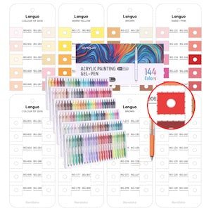 Languo 144 Farben einziehbarer Acrylgelstift Swatch Template Printable Chart PDF Color Tracker