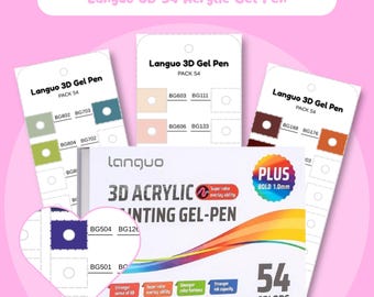 Languo 3D Gel Pen Swatch Chart 54 Colors Acrylic Gel Pen Swatch Template Printable Color Chart Digital PDF Instant Download