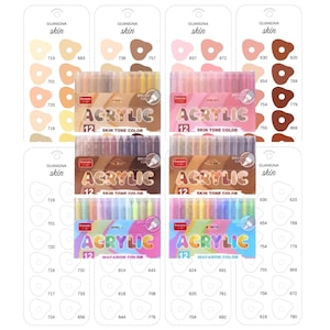 Guangna 72 Colors Skin Macaron Acrylic Paint Markers Swatch Chart Printable Brush Marker Color Template Digital PDF Instant Download