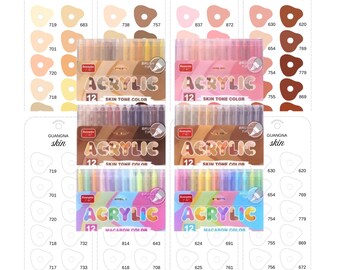 GuangNa マカロントーン 24色アクリルペイントマーカー カラー見本