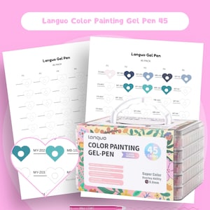 Languo 45 Gel Pen Swatch Chart Template Printable Blank Color Chart Digital PDF Download for Painting Gel Pens Instant Coloring Sheet