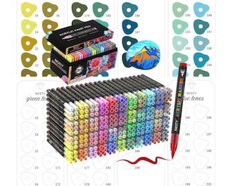 Nicety 264 Colors Acrylic Paint Markers Swatch Template Printable Swatch Page Brush Marker Chart Instant Digital PDF Download Coloring Sheet