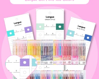 Languo 168 Gel Pens Swatch Chart Template Printable Color Chart for Mystery Coloring & 9-Pack Gel Pen Sets PDF Instant Download