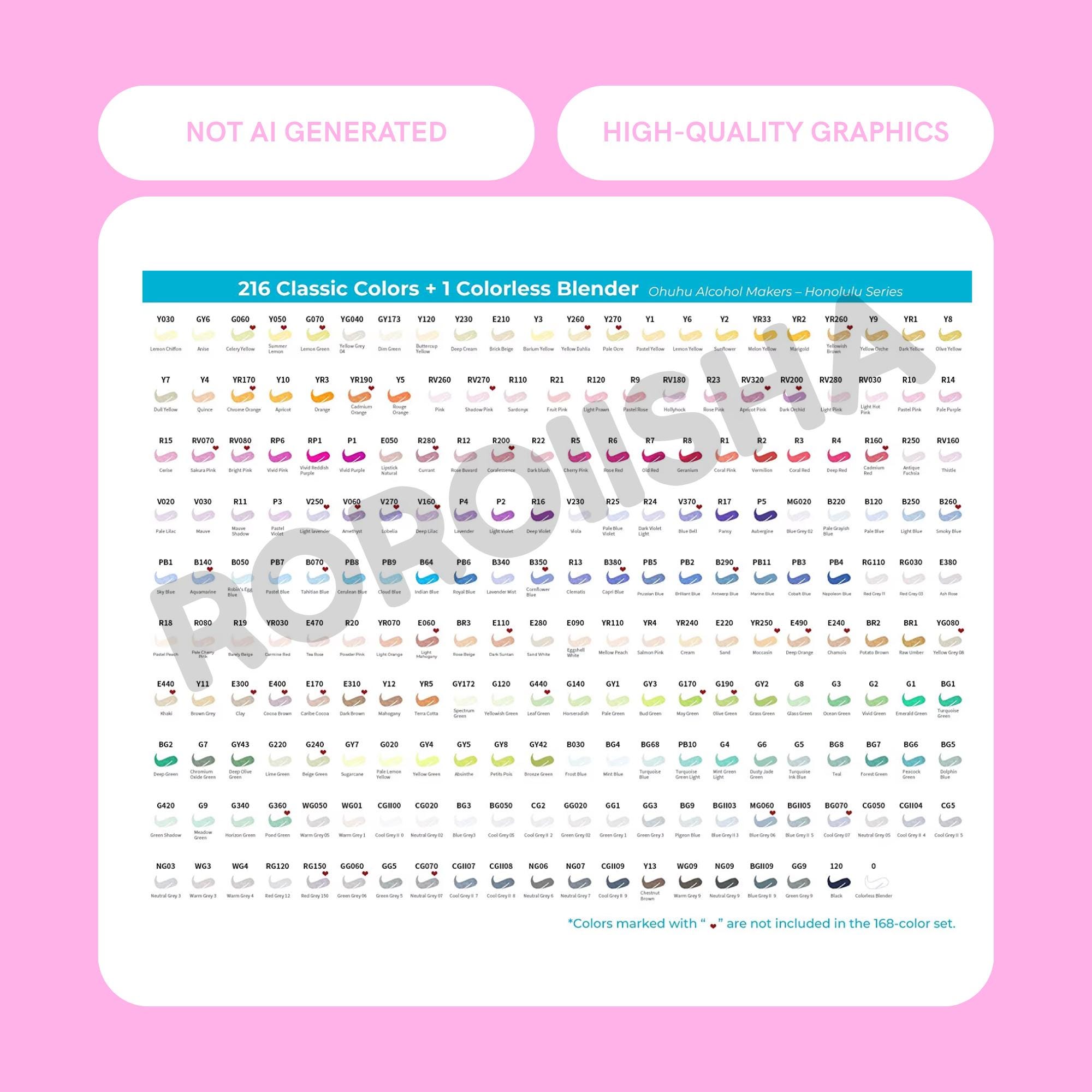 Honolulu Color Ohuhu Honolulu 216 Color Swatch Template Printable Color Chart Alcohol ...
