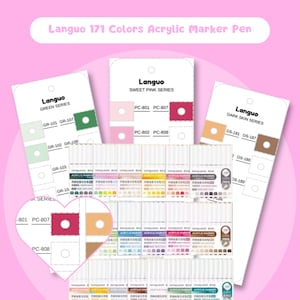Languo 171 Colors Acrylic Marker Swatch Chart Printable Brush Marker Template 19 Series Color Tags Set Digital PDF Instant Download