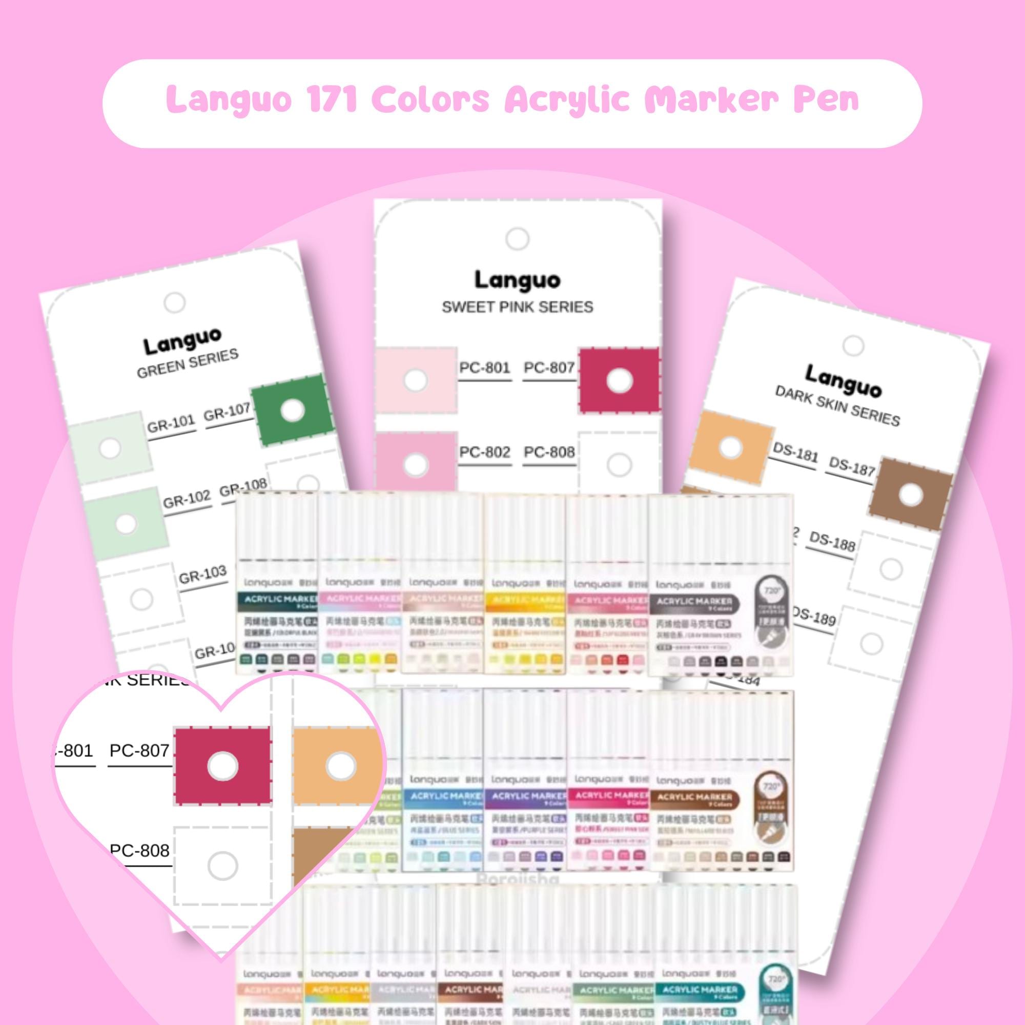 Languo 171 Colors Acrylic Marker Swatch Chart Printable Brush