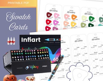 Infiart 60 Colors Acrylic Marker Pen Swatch Template Brush Tip Color Chart  Printable Coloring Sheet PDF Digital Instant Download