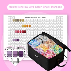 Ohuhu Honolulu 342 Color Marker Swatch Chart Alcohol Marker Printable Chromatic Swatch Template Color Chart Digital Download PDF Instant