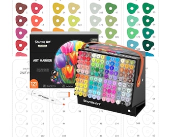 Shuttle Art 121 Colors Alcohol Markers Swatch Chart Printable Template Digital PDF Dual Tip Marker Color Chart Swatch Page Instant Download