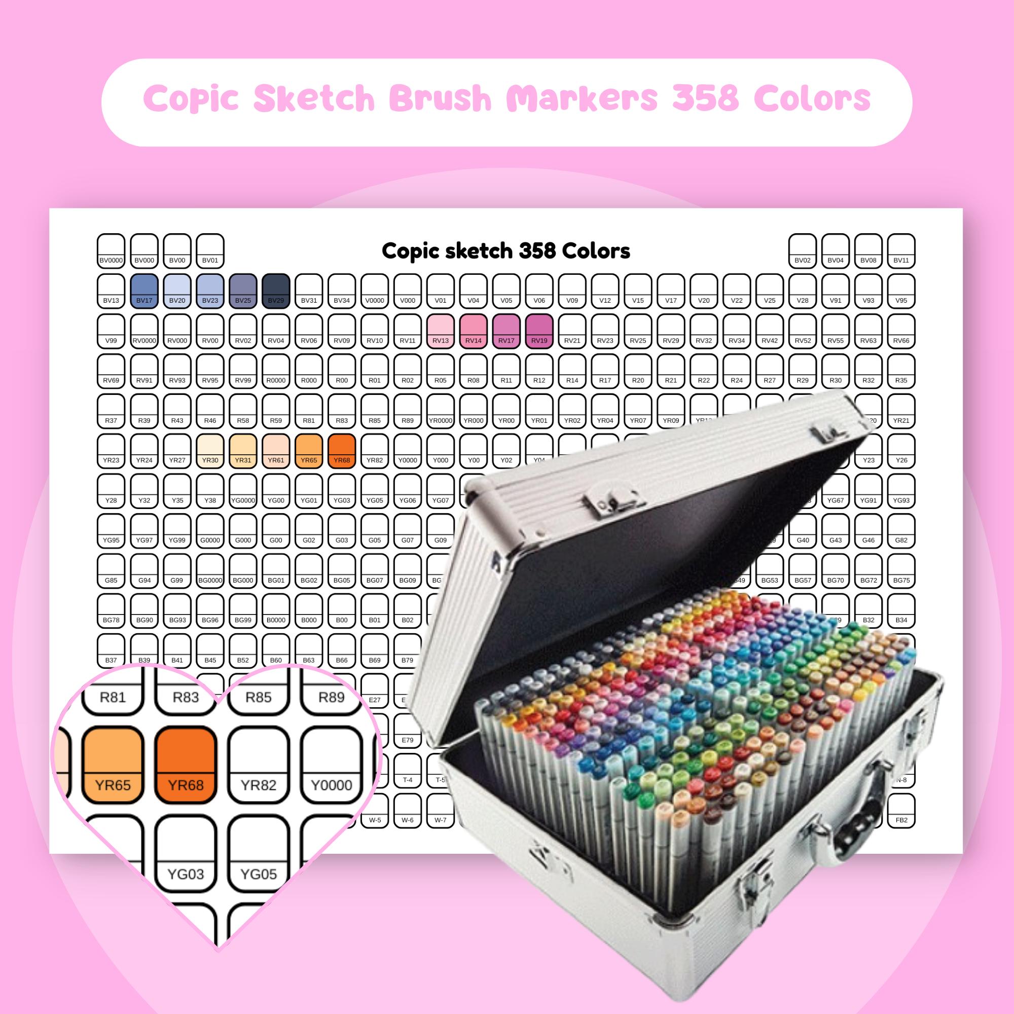 画材 Drawscope Copic Sketch 358色スウォッチチャートテンプレート（印刷可能PDF