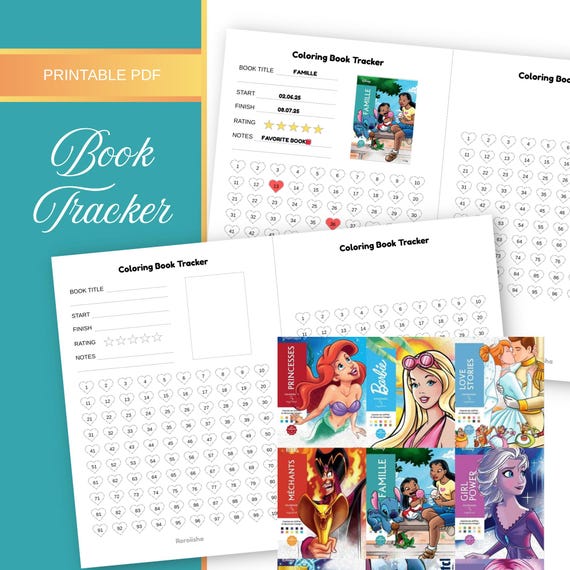 Coloring Book Tracker Printable 100, 50, 40 Pages Variants Digital Coloring Tracker PDF Completion Log Mystery Books Instant Download