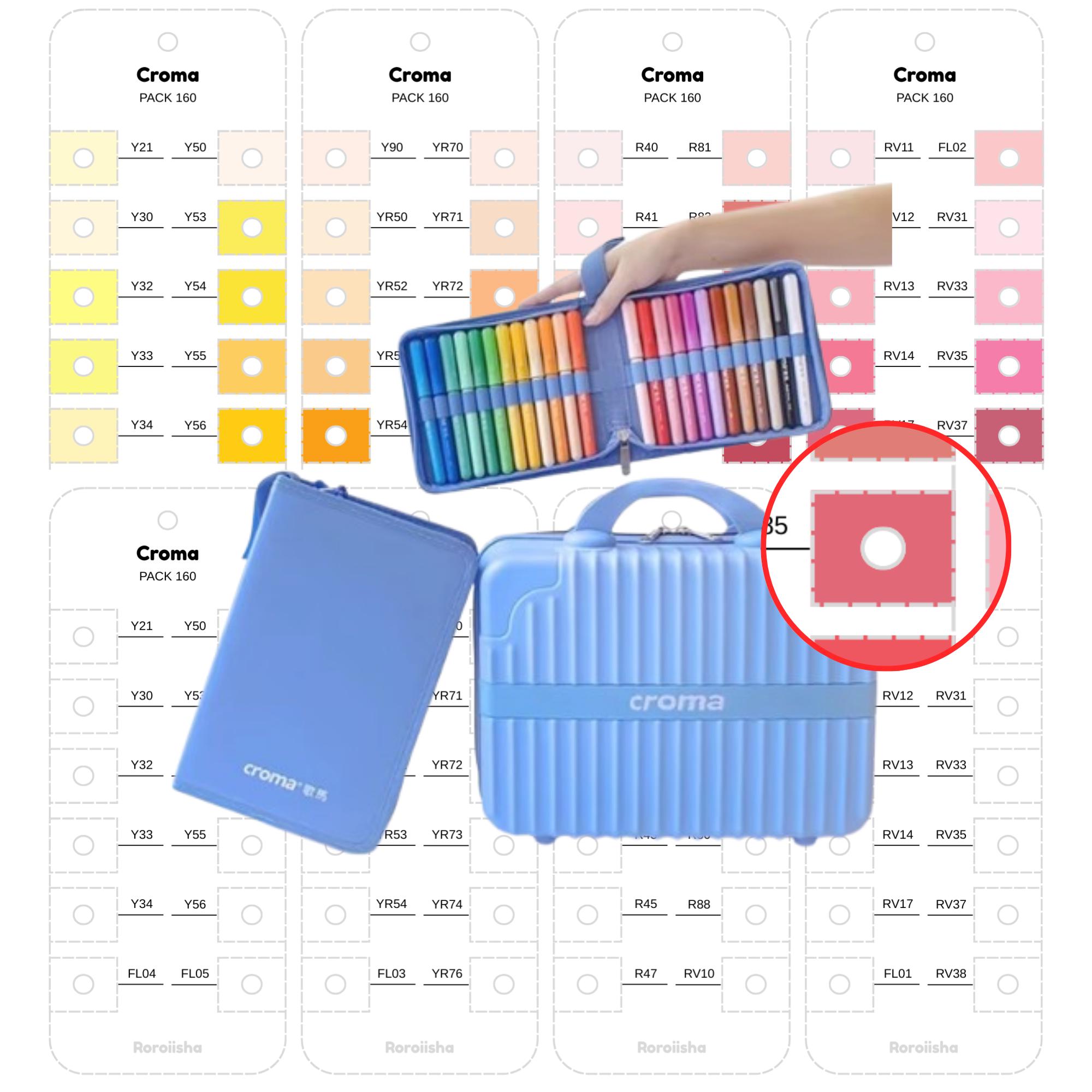 Croma 160 Colors Acrylic Marker Swatch Template Printable Color