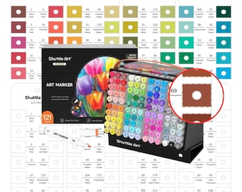Shuttle Art 121 Alcohol Markers Swatch Chart Printable Color Chart Template Digital PDF Dual Tip Marker Swatch Page Instant Download