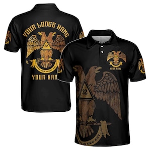 Custom Rite of Scottish 32 Degree Emblem Masonic Men&#39;s Polo Shirt S-5XL