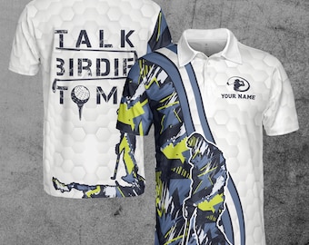 Custom Name Talk Birdie To Me Bigfoot Golf Polo Shirt Size S-5XL