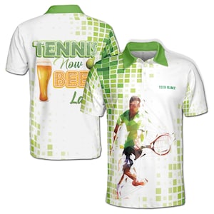 Customized Tennis Now Beer Later Men&#39;s Polo Shirt S-5XL