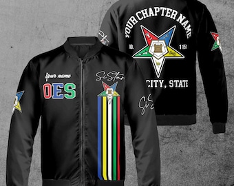 Custom Name Chapter Name Order of the Eastern Star Sistar Chapter OES Unisex Bomber Jacket S-5XL