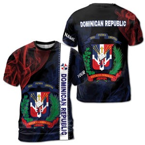 Custom Name Dominican Republic Flag Patriotic Unisex T-Shirt S-5XL
