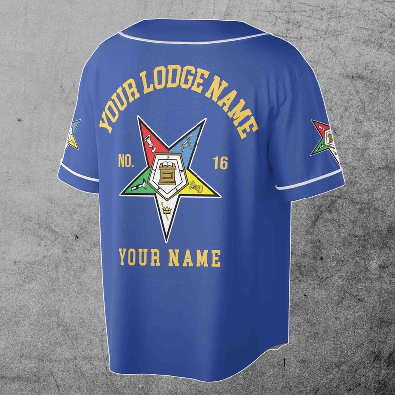 Custom Name Order of the Eastern Star Masonic Lodge OES Pentagon Down Unisex Baseball Jersey S-5XL image 4