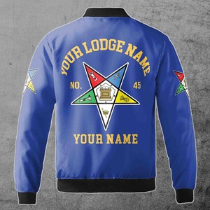 Custom Name Order of the Eastern Star Masonic Lodge OES Pentagon Up Unisex Bomber Jacket S-5XL image 8