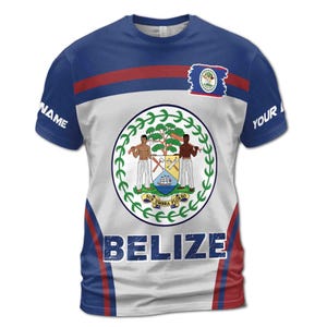 Individueller Name I Love Belize Karte Region Wappen Vaterländisches 3D T-shirt S-5XL