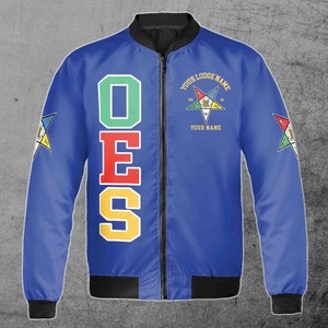 Custom Name Order of the Eastern Star Masonic Lodge OES Pentagon Up Unisex Bomber Jacket S-5XL image 7