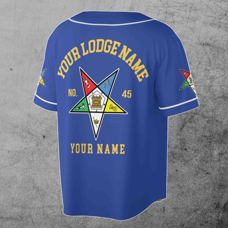 Custom Name Order of the Eastern Star Masonic Lodge OES Pentagon Up Unisex Baseball Jersey S-5XL image 6